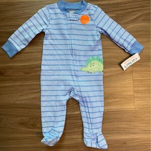 Carter's Blue Striped Dinosaur Footie size 6M-NWT
